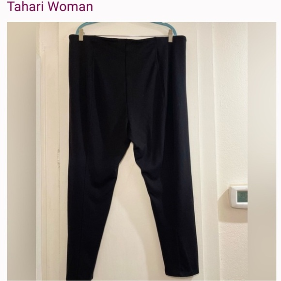 T Tahari Woman (Size 3XL) Black Wide Leg Women's Stretch Pants - Picture 2 of 12